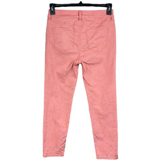 NYDJ SZ 4 Ankle Jeans Paisley Mid-Rise Stretch Pockets Zip-Fly Lift-Tuck Pink - Picture 5 of 12